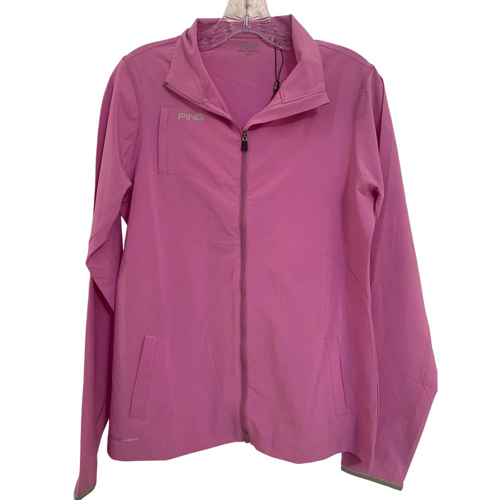 Ping SensorWarm Pink Full Zip Golf Jacket Womens Medium Reflective Pleated Back